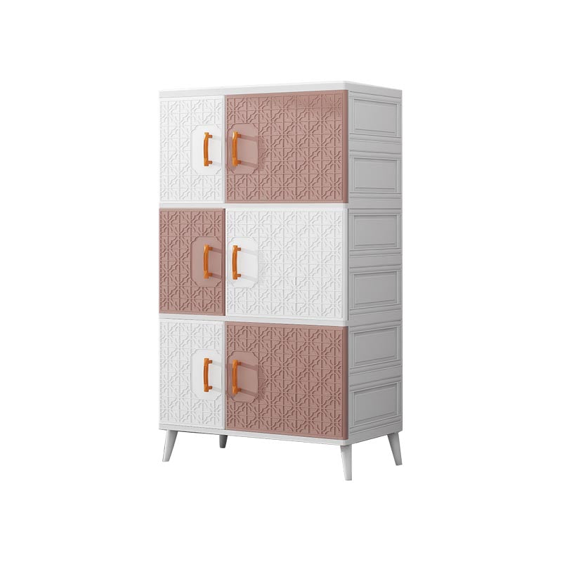 Plastic Matte Finish Storage Cabinet Contemporary Hinged Door Cabinet for Bedroom