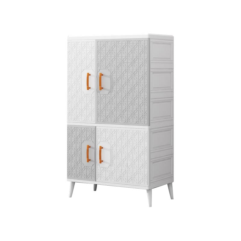 Plastic Matte Finish Storage Cabinet Contemporary Hinged Door Cabinet for Bedroom
