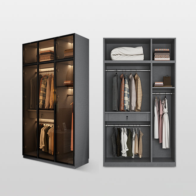 Contemporary Style Wardrobe Gray Colour Wooden Wardrobe Closet