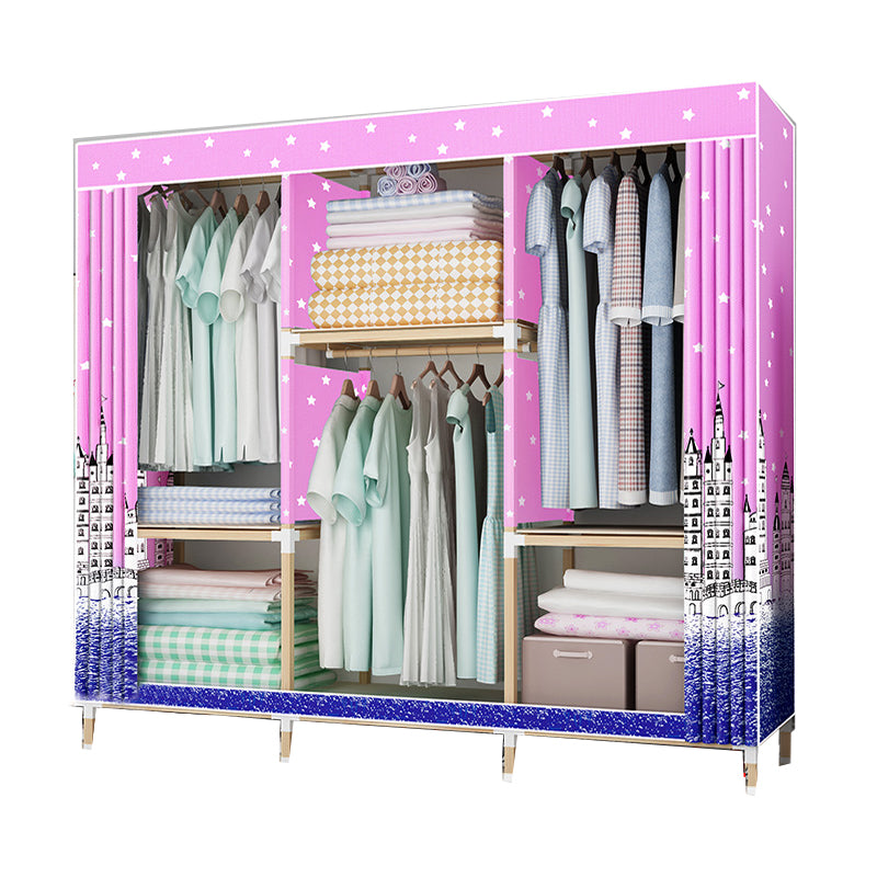 Contemporary Style Wardrobe Solid Wood Wardrobe Closet with Garment Rod