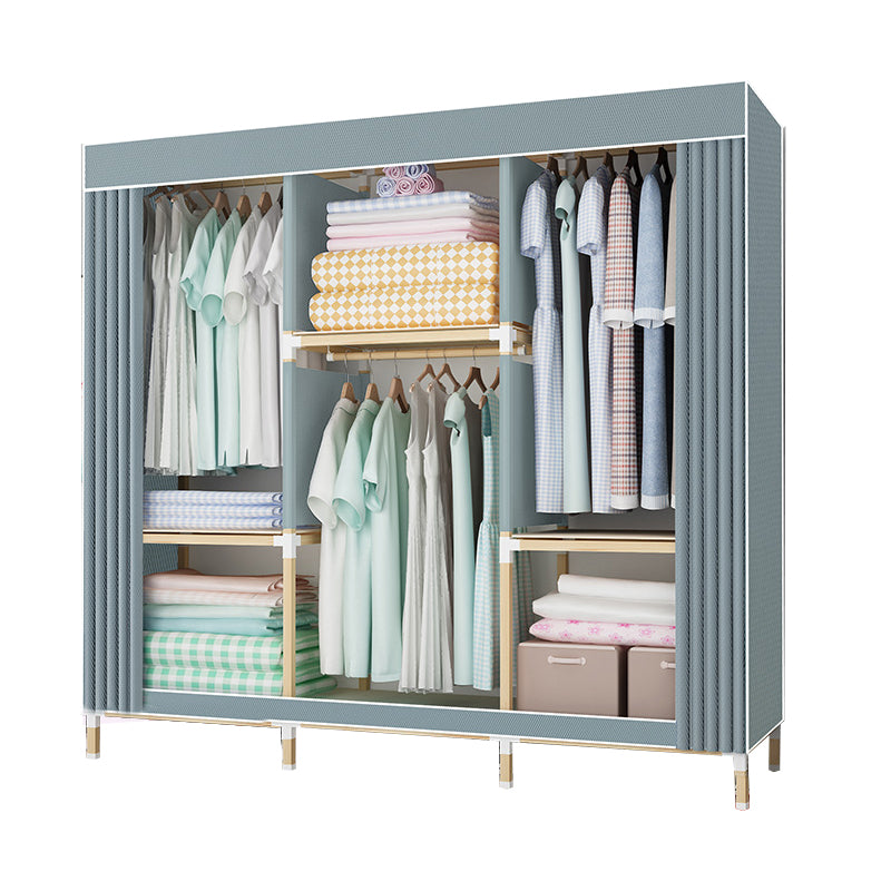 Contemporary Style Wardrobe Solid Wood Wardrobe Closet with Garment Rod