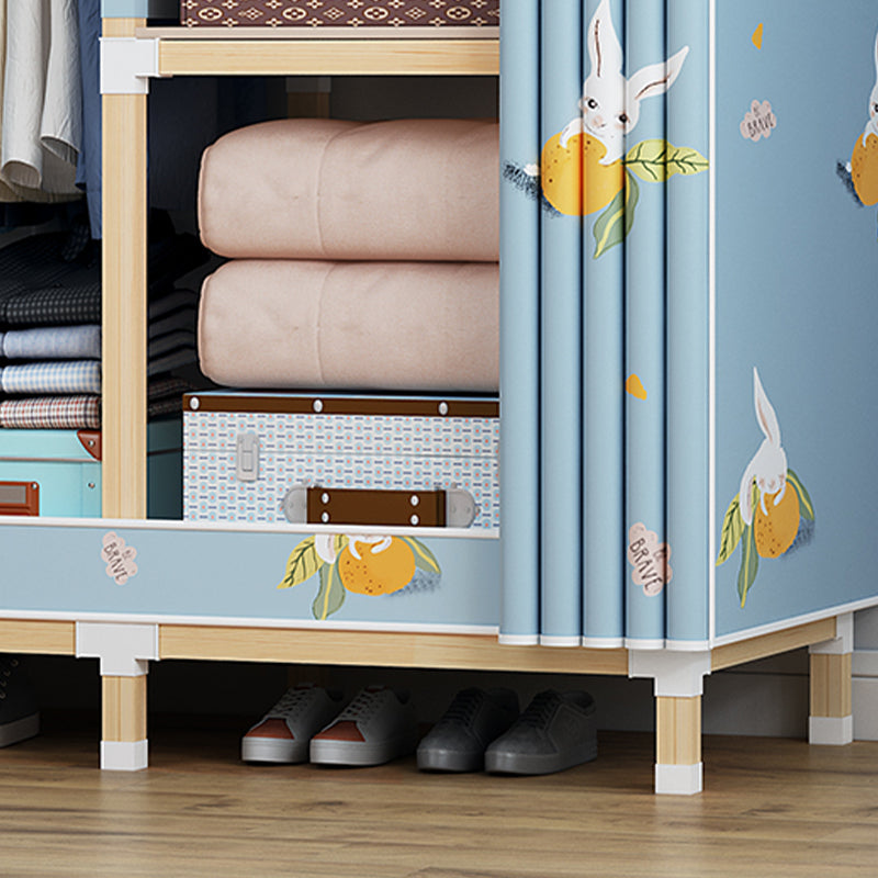 Contemporary Style Wardrobe Solid Wood Wardrobe Closet with Garment Rod