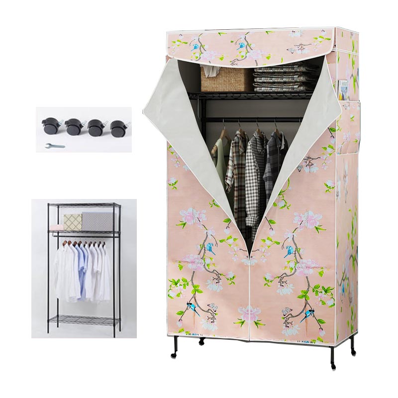 Contemporary Style Wardrobe Metal Wardrobe Closet with Adjustable Shelves