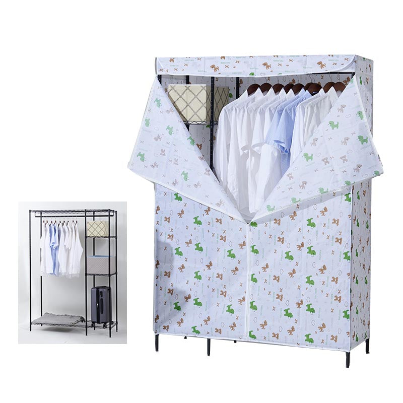 Contemporary Style Wardrobe Metal Wardrobe Closet with Adjustable Shelves