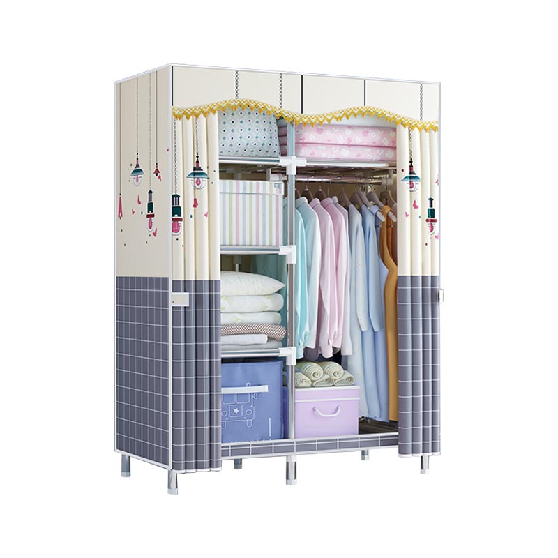 Contemporary Style Wardrobe Metal Clothes Rail Included Wardrobe Closet