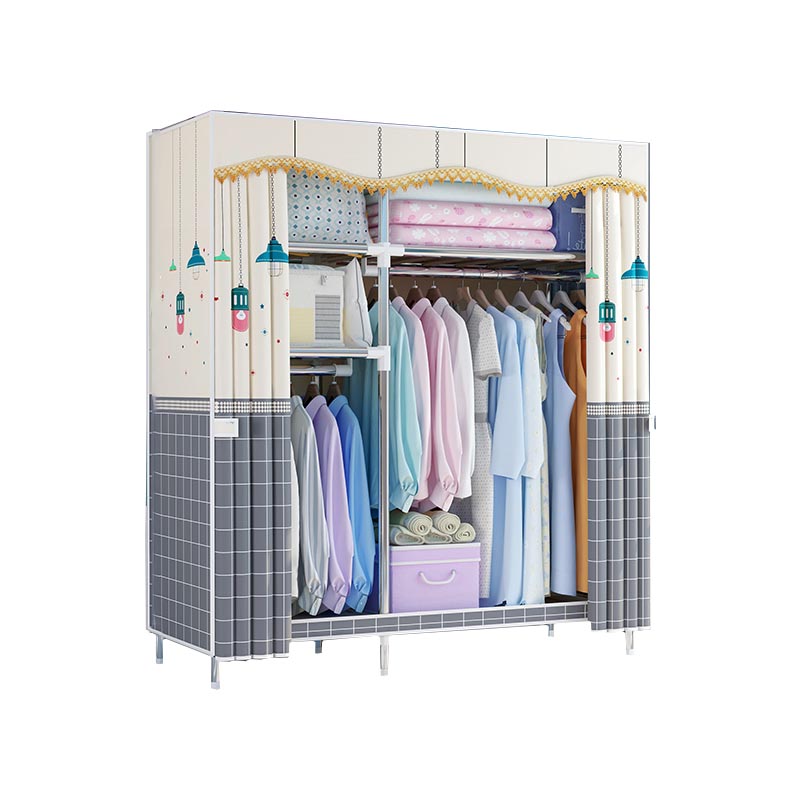Contemporary Style Wardrobe Metal Clothes Rail Included Wardrobe Closet