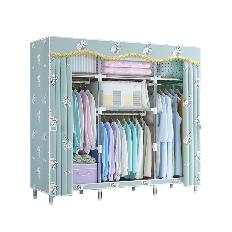 Contemporary Style Wardrobe Metal Clothes Rail Included Wardrobe Closet