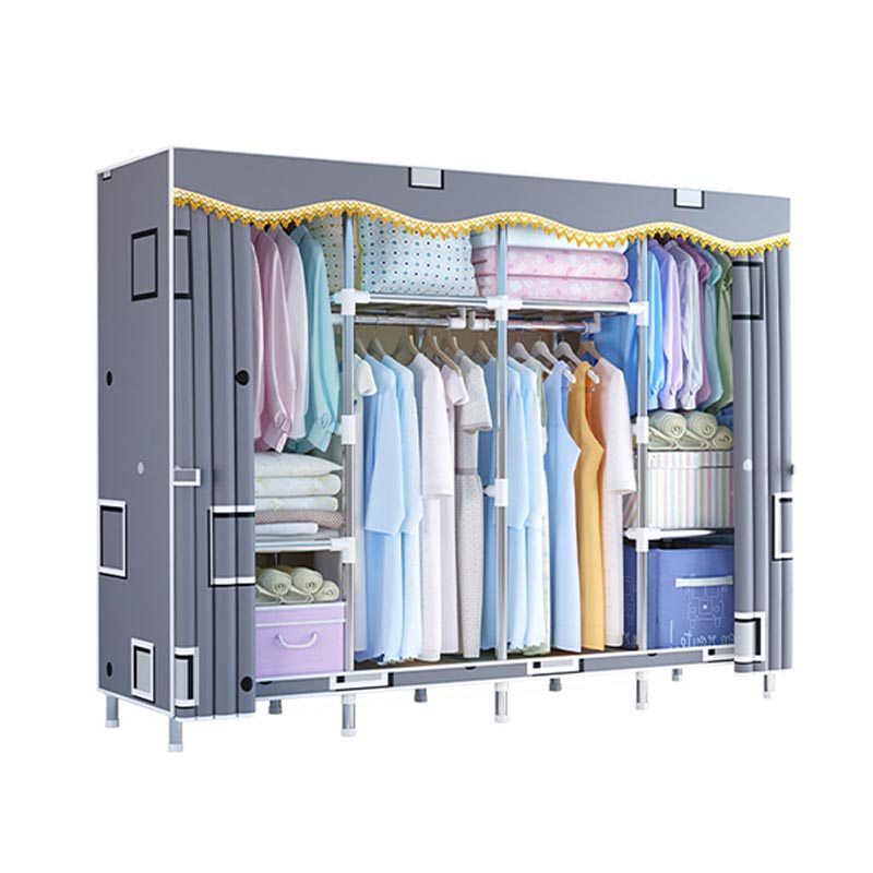 Contemporary Style Wardrobe Metal Clothes Rail Included Wardrobe Closet