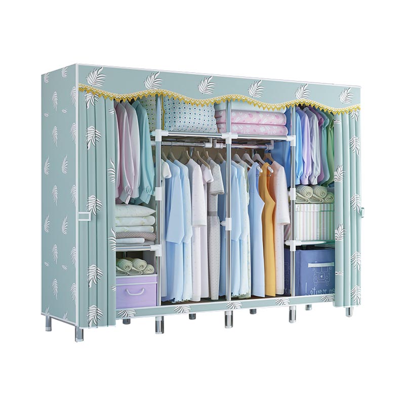 Contemporary Style Wardrobe Metal Clothes Rail Included Wardrobe Closet
