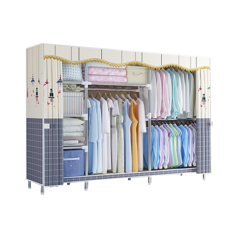 Contemporary Style Wardrobe Metal Clothes Rail Included Wardrobe Closet