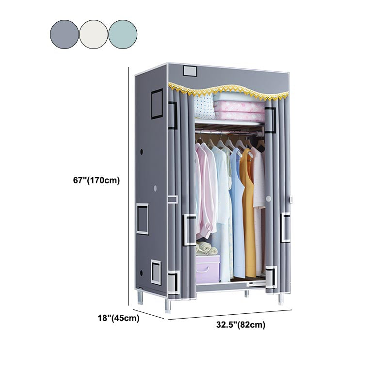 Contemporary Style Wardrobe Metal Clothes Rail Included Wardrobe Closet