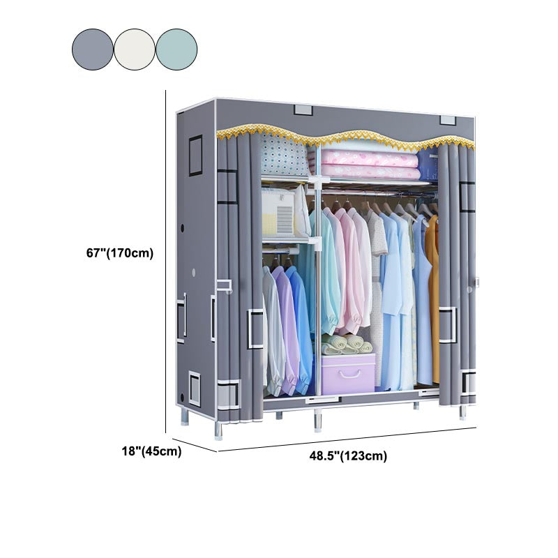 Contemporary Style Wardrobe Metal Clothes Rail Included Wardrobe Closet