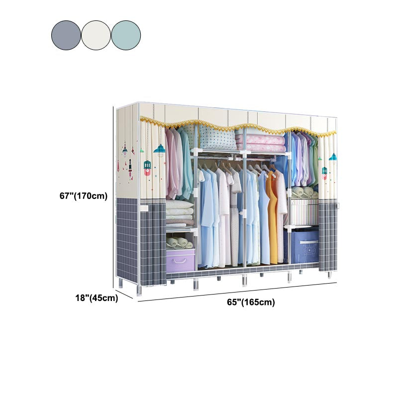 Contemporary Style Wardrobe Metal Clothes Rail Included Wardrobe Closet