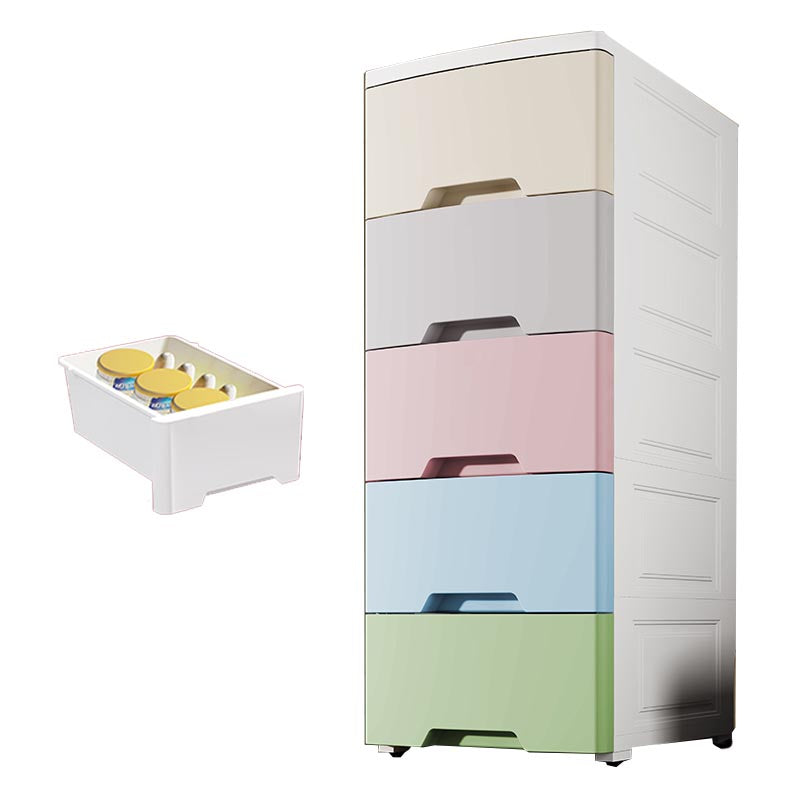 Contemporary Storage Cabinet Plastic Wardrobe Armoire with Drawer