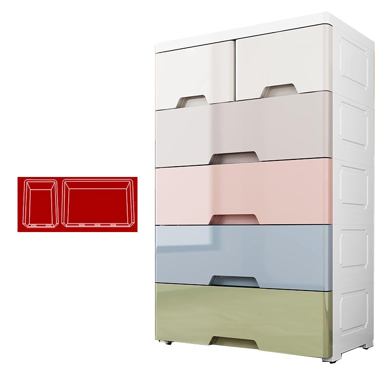 Contemporary Storage Cabinet Plastic Wardrobe Armoire with Drawer