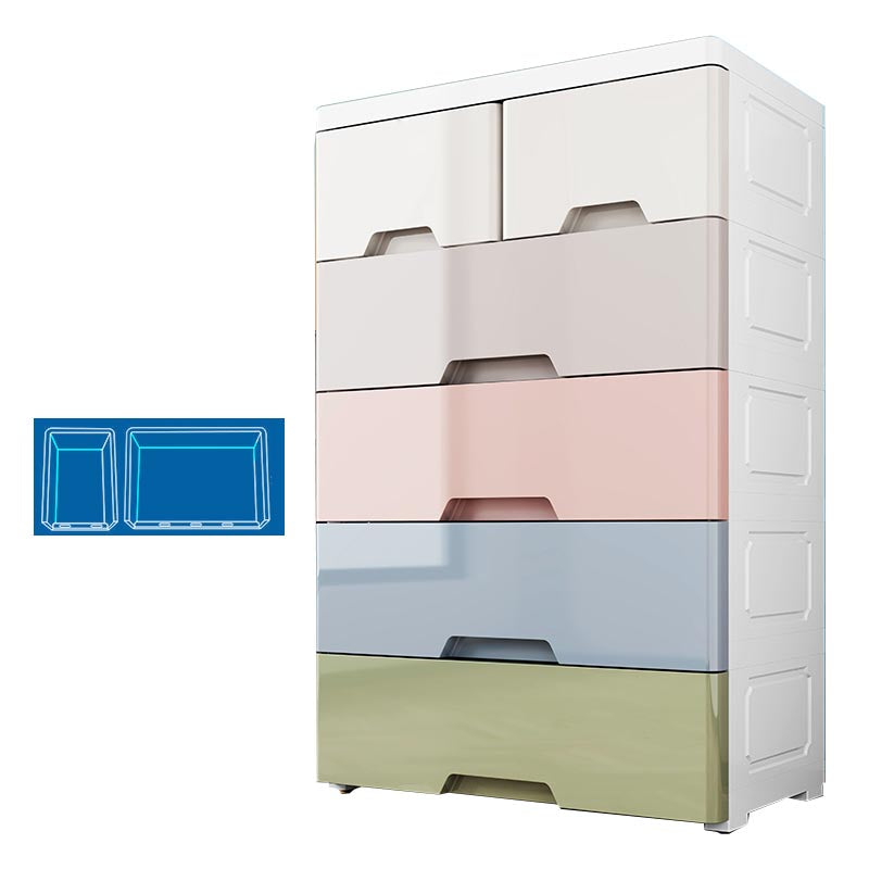 Contemporary Storage Cabinet Plastic Wardrobe Armoire with Drawer