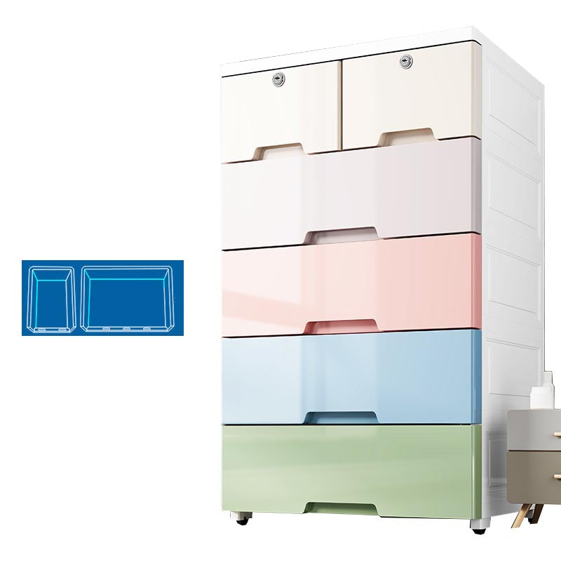 Contemporary Storage Cabinet Plastic Wardrobe Armoire with Drawer