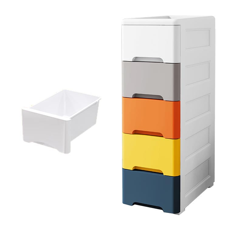 Contemporary Storage Cabinet Plastic Wardrobe Armoire with Drawer