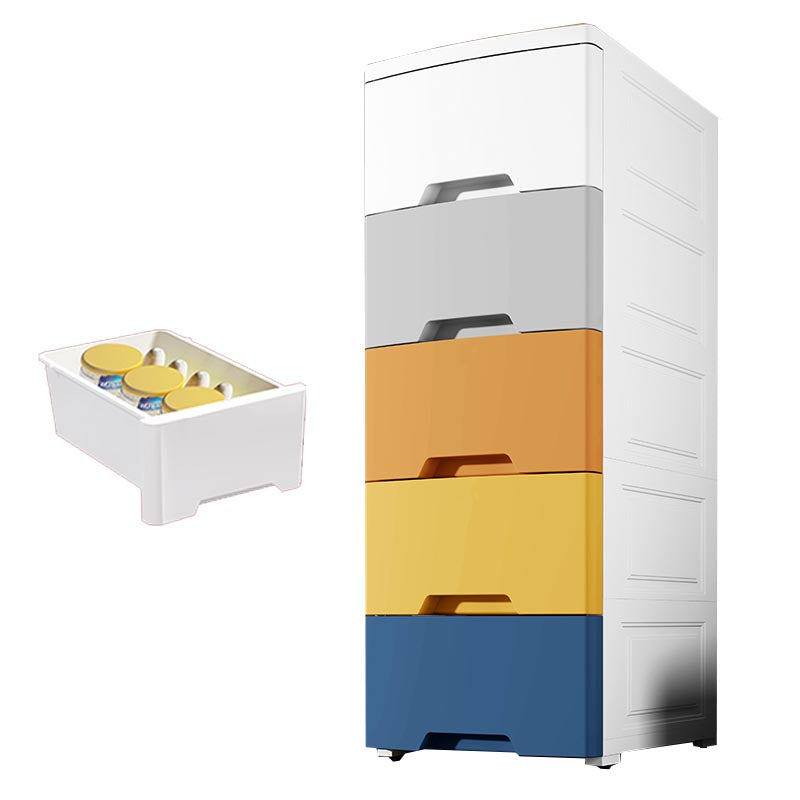 Contemporary Storage Cabinet Plastic Wardrobe Armoire with Drawer