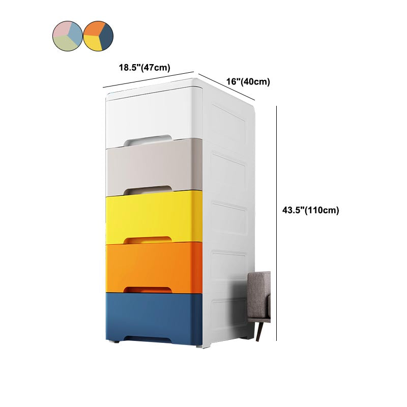 Contemporary Storage Cabinet Plastic Wardrobe Armoire with Drawer