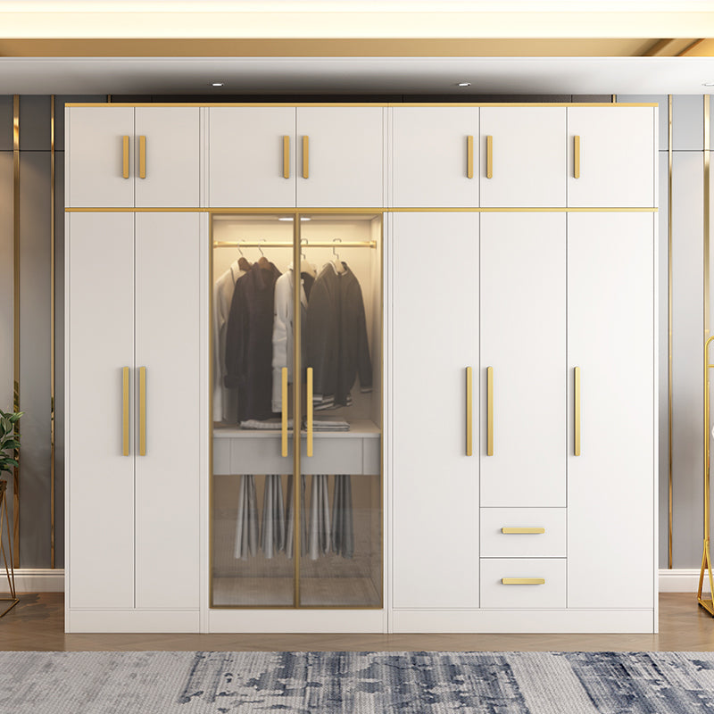 Contemporary Style Wardrobe Wooden Cloth Rod Included Wardrobe Closet for Bedroom
