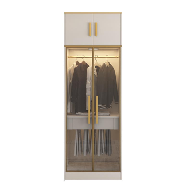 Contemporary Style Wardrobe Wooden Cloth Rod Included Wardrobe Closet for Bedroom