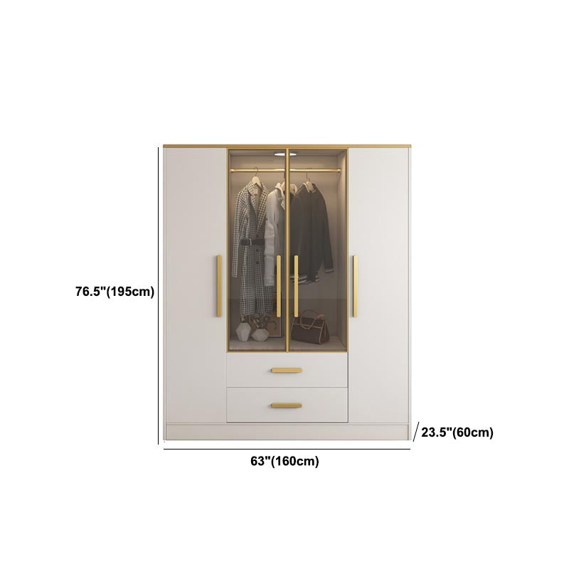 Contemporary Style Wardrobe Wooden Cloth Rod Included Wardrobe Closet for Bedroom