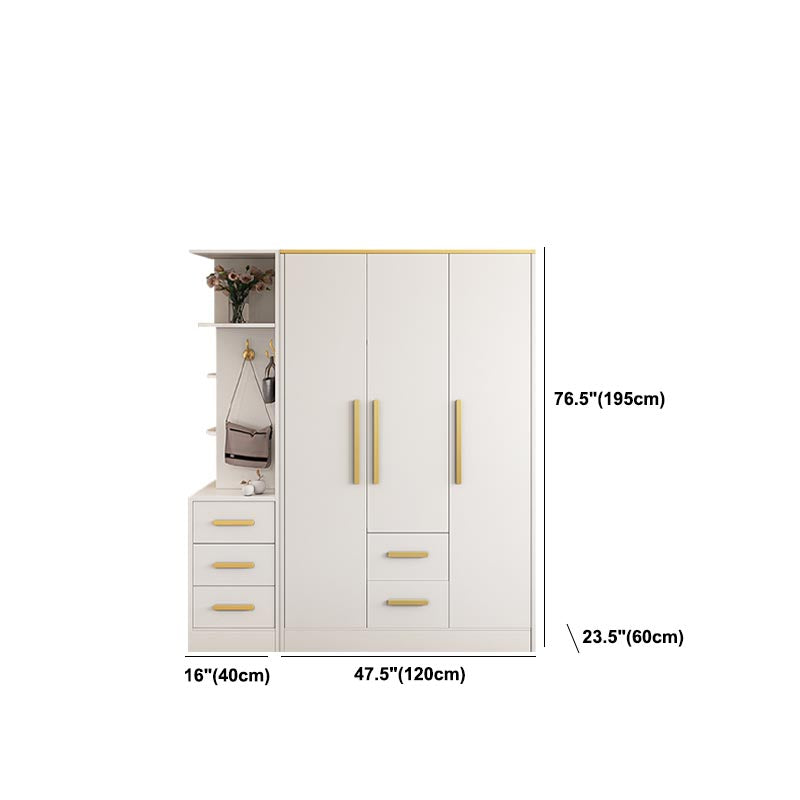 Contemporary Style Wardrobe Wooden Cloth Rod Included Wardrobe Closet for Bedroom