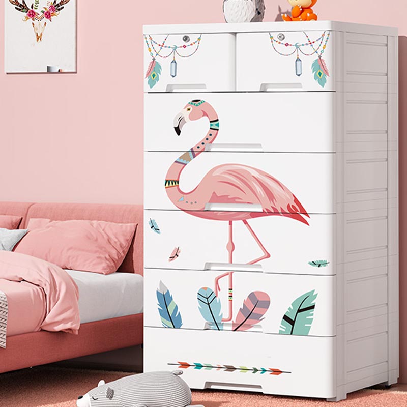 Contemporary Style Non-Hanging Armoire White Colour Plastic Wardrobe Closet