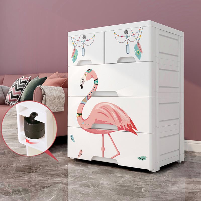 Contemporary Style Non-Hanging Armoire White Colour Plastic Wardrobe Closet