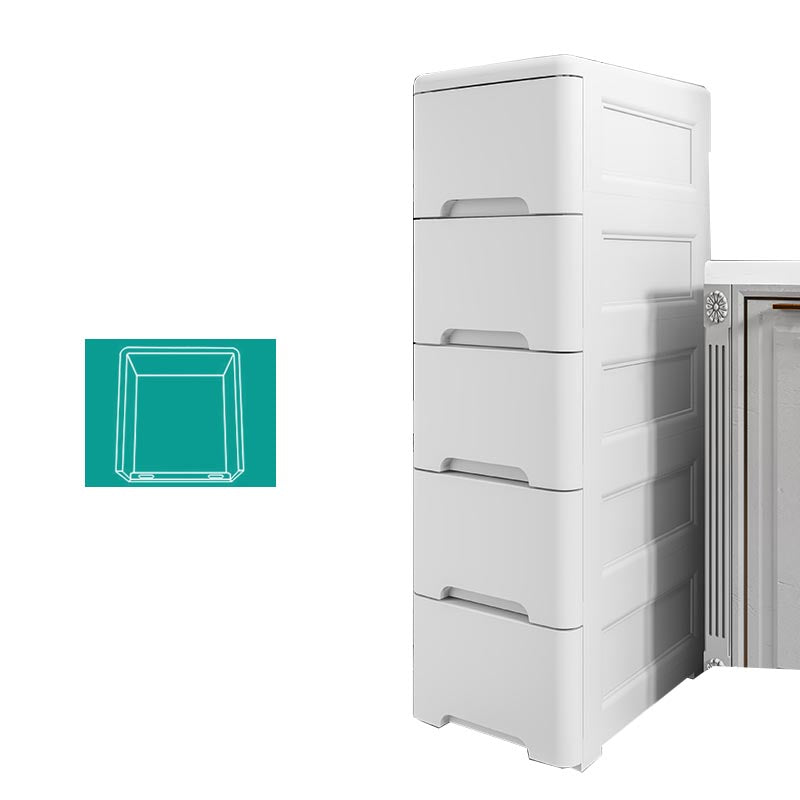 White Plastic Wardrobe Armoire Contemporary Storage Cabinet with Drawer