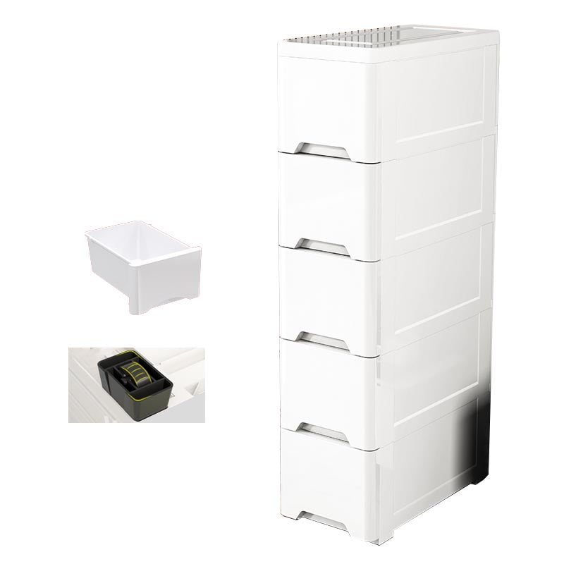 White Plastic Wardrobe Armoire Contemporary Storage Cabinet with Drawer