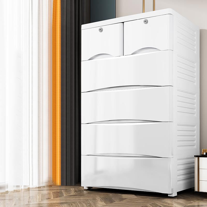 White Plastic Wardrobe Armoire Contemporary Storage Cabinet with Drawer