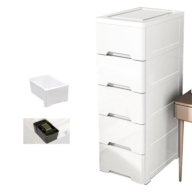 White Plastic Wardrobe Armoire Contemporary Storage Cabinet with Drawer
