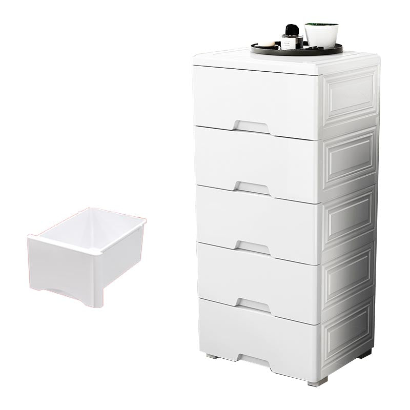 White Plastic Wardrobe Armoire Contemporary Storage Cabinet with Drawer