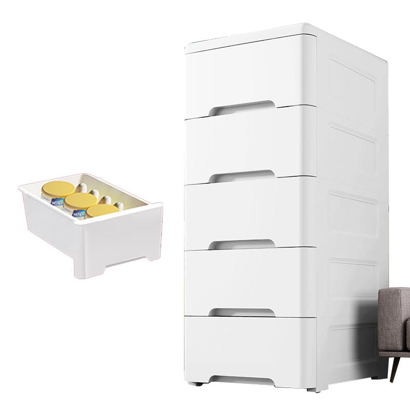 White Plastic Wardrobe Armoire Contemporary Storage Cabinet with Drawer