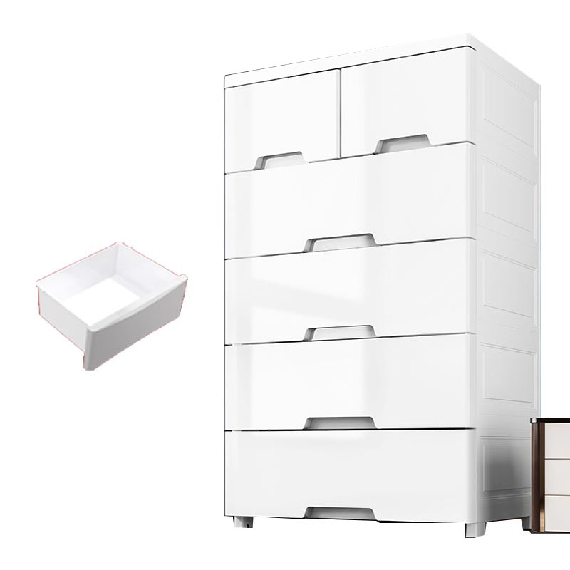 White Plastic Wardrobe Armoire Contemporary Storage Cabinet with Drawer
