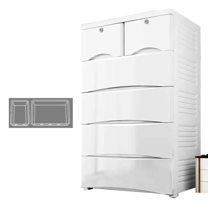 White Plastic Wardrobe Armoire Contemporary Storage Cabinet with Drawer