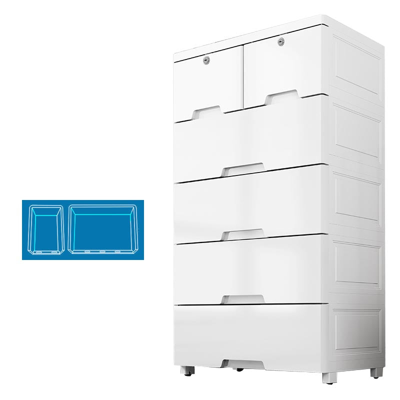 White Plastic Wardrobe Armoire Contemporary Storage Cabinet with Drawer