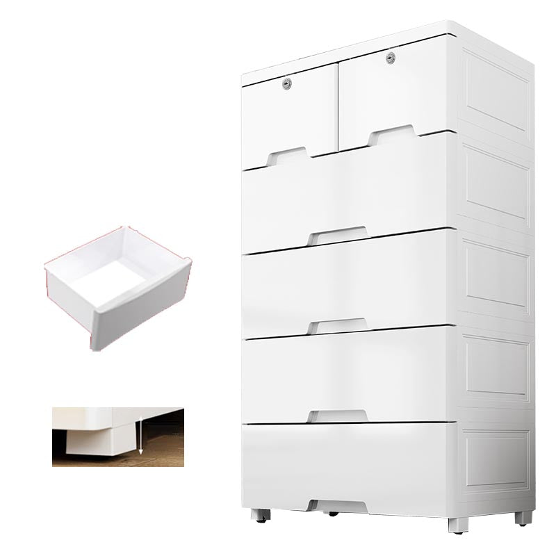 White Plastic Wardrobe Armoire Contemporary Storage Cabinet with Drawer