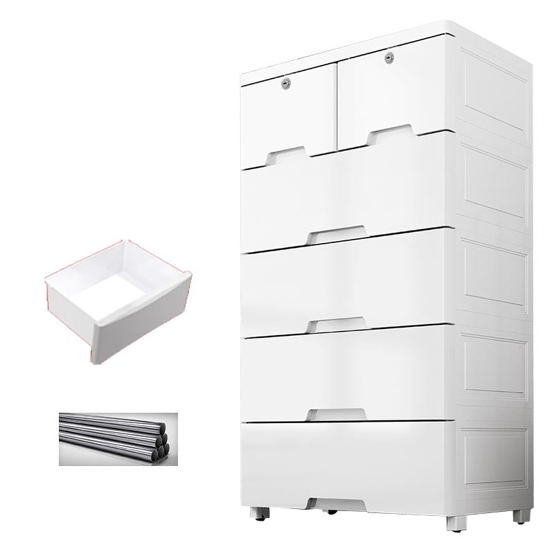 White Plastic Wardrobe Armoire Contemporary Storage Cabinet with Drawer