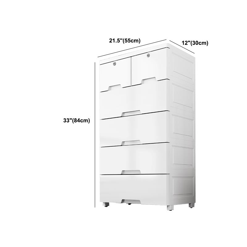 White Plastic Wardrobe Armoire Contemporary Storage Cabinet with Drawer