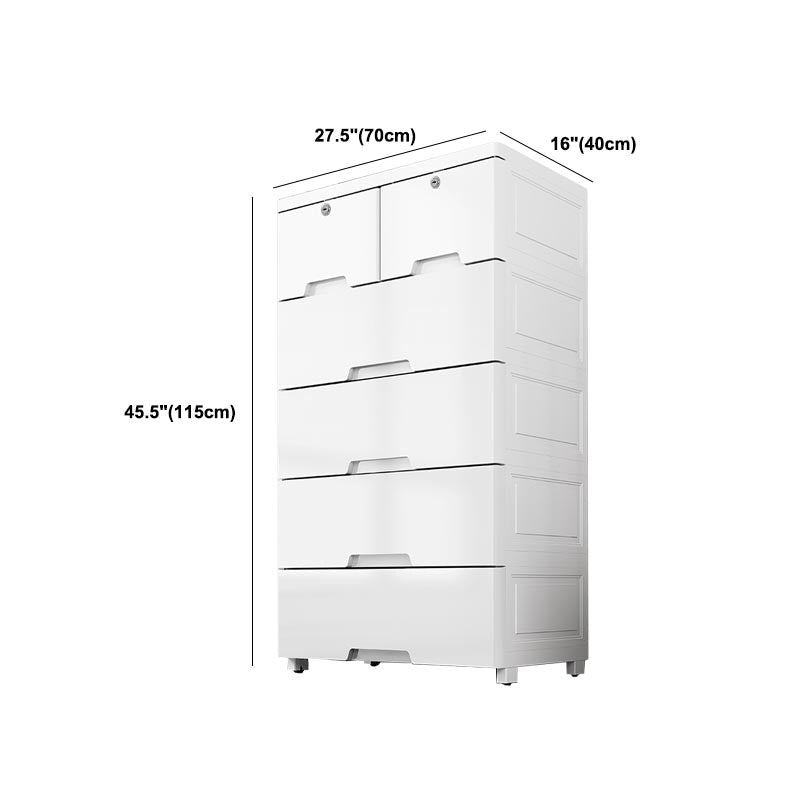 White Plastic Wardrobe Armoire Contemporary Storage Cabinet with Drawer