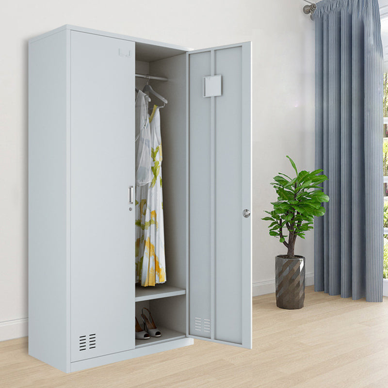 Modern Style Wardrobe Gray Colour Metal Wardrobe Closet with Locks