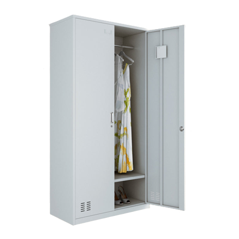 Modern Style Wardrobe Gray Colour Metal Wardrobe Closet with Locks