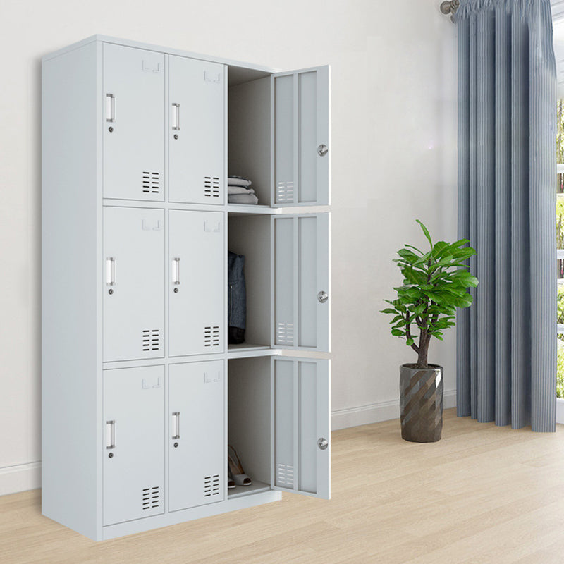 Modern Style Wardrobe Gray Colour Metal Wardrobe Closet with Locks