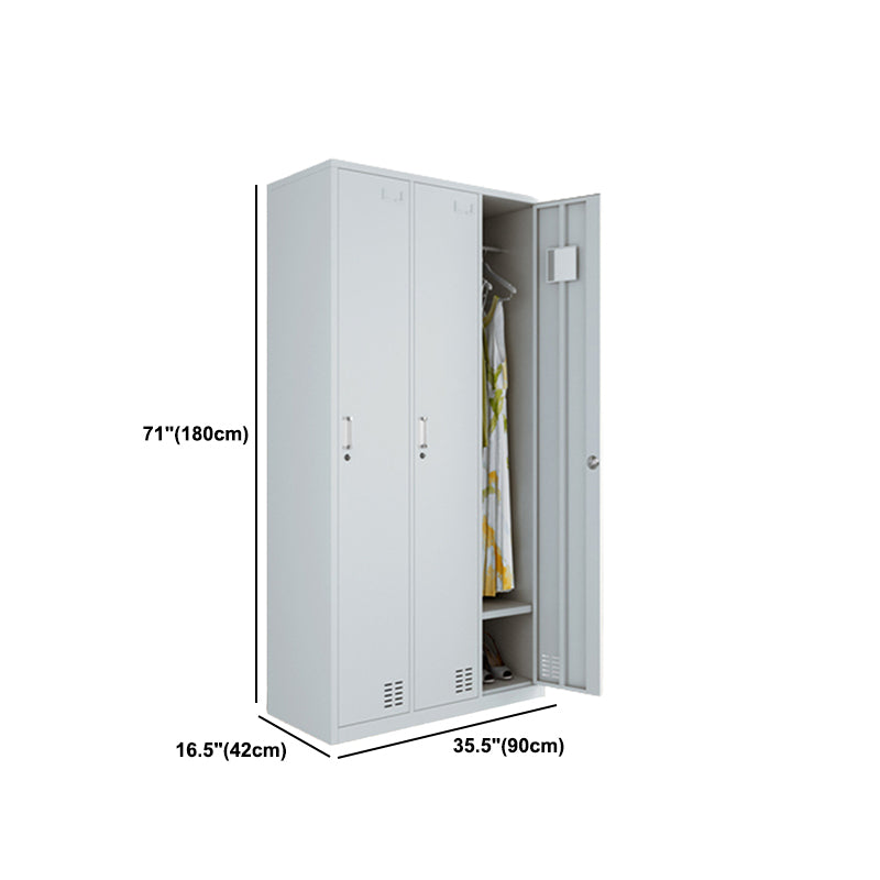 Modern Style Wardrobe Gray Colour Metal Wardrobe Closet with Locks