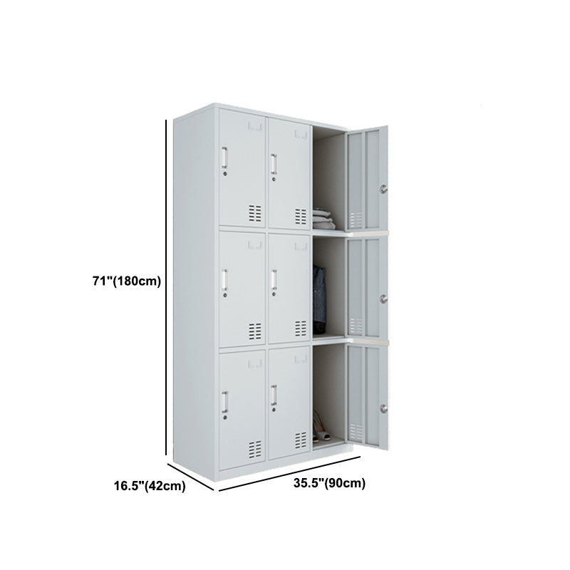 Modern Style Wardrobe Gray Colour Metal Wardrobe Closet with Locks