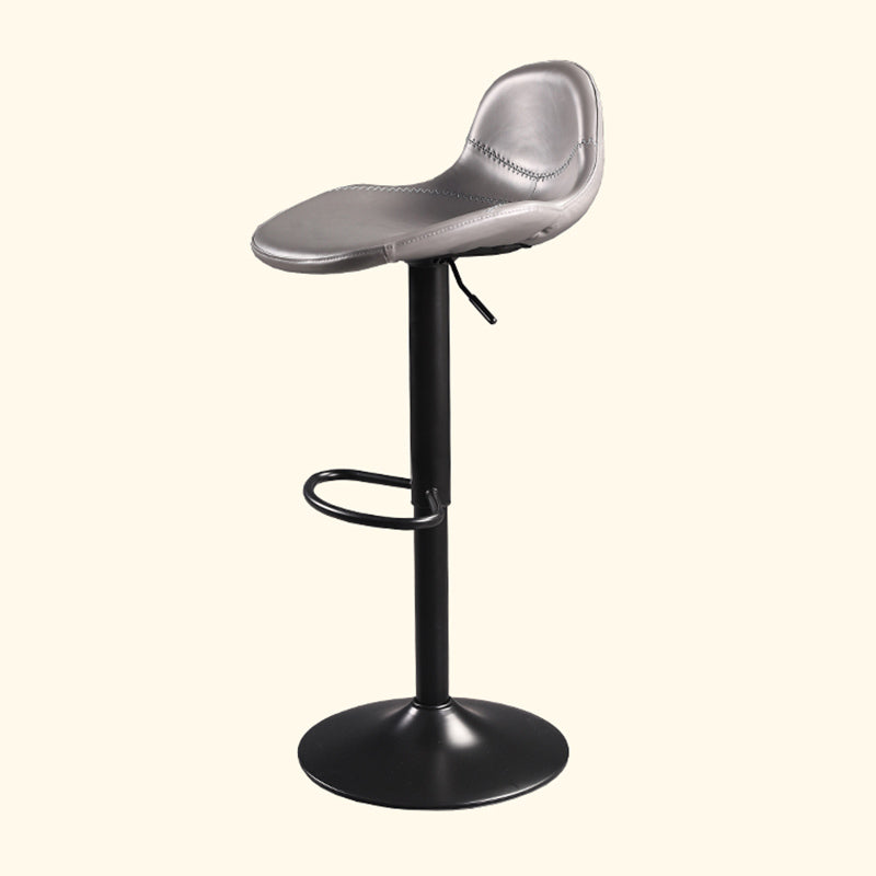 Contemporary Adjustable Height Barstool Faux Leather Swivel Bar Stools