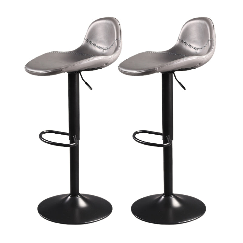 Contemporary Adjustable Height Barstool Faux Leather Swivel Bar Stools